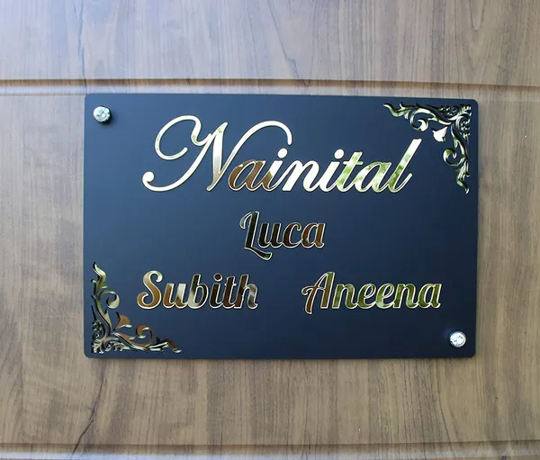 Multicolour_Acrylic_Personalized_Home_Door/Office_Name_Plate_Acrylic_With_Acrylic_Embossed_Letters_With_Mirror_Shine_(Size_12_X_8_Inch,Black,_Golden)_New