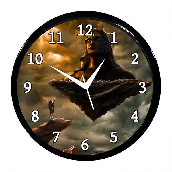 Multicolour_Shiv_Ji_03_Abs_Plastic_Wall_Clock_With_Glass_In_Front