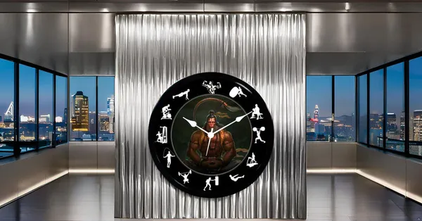 Multicolour_Hanuman_Ji_Ji_Gym_Design_Abs_Plastic_Wall_Clock_With_Glass_In_Front_28_X_28_X_6_Cm_New_Clock