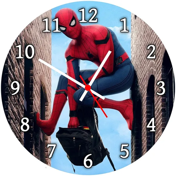 Multicolour_Spiderman_2_Round_Mdf_Wooden_Wall_Clock_Without_Glass_(28_Cm_X_28_Cm_X_1.5_Cm)...