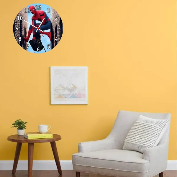 Multicolour_Spiderman_2_Round_Mdf_Wooden_Wall_Clock_Without_Glass_(28_Cm_X_28_Cm_X_1.5_Cm)...