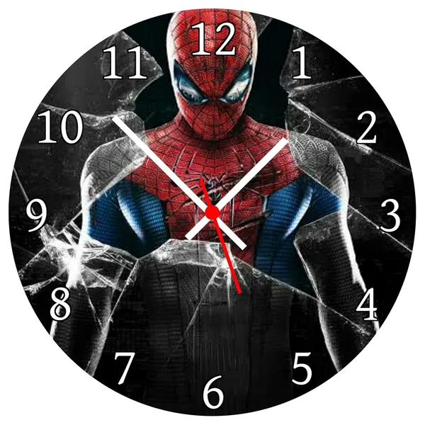 Multicolour_Spiderman_Round_Mdf_Wooden_Wall_Clock_Without_Glass_(28_Cm_X_28_Cm_X_1.5_Cm)_Modern_Look_Clock
