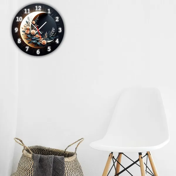 Multicolour_Moon_Designer_Mdf_Wooden_Wall_Clock_Without_Glass_(25.4_Cm_X_25.4_Cm_X_1.5_Cm)_Modern_Look_Clock