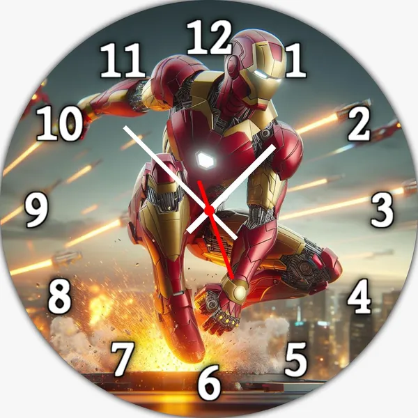 Multicolour_Ironman_Mdf_Wooden_Wall_Clock_Without_Glass_(25.4_Cm_X_25.4_Cm_X_1.5_Cm)_Modern_Look_Clock_Dc_Quality