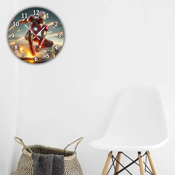Multicolour_Ironman_Mdf_Wooden_Wall_Clock_Without_Glass_(25.4_Cm_X_25.4_Cm_X_1.5_Cm)_Modern_Look_Clock_Dc_Quality