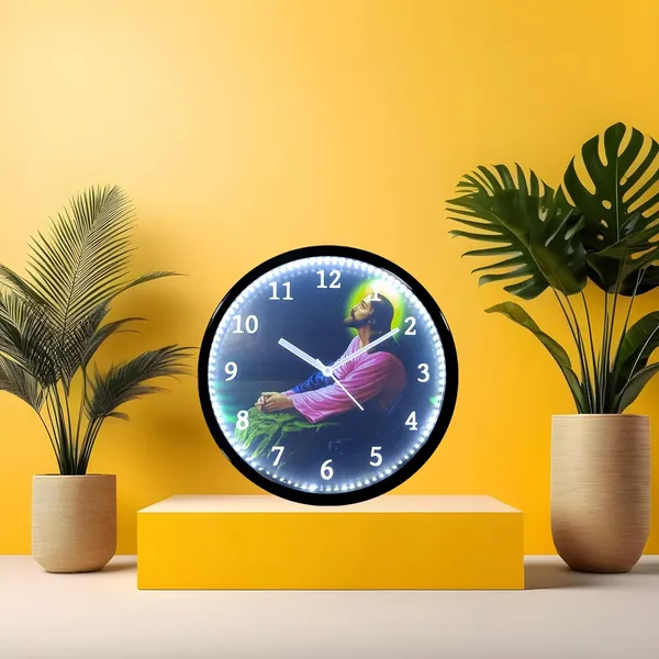 White_Black_Jesus_Led_Light_Abs_Plastic_Wall_Clock_With_Glass_In_Front