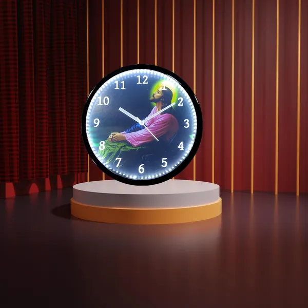 White_Black_Jesus_Led_Light_Abs_Plastic_Wall_Clock_With_Glass_In_Front