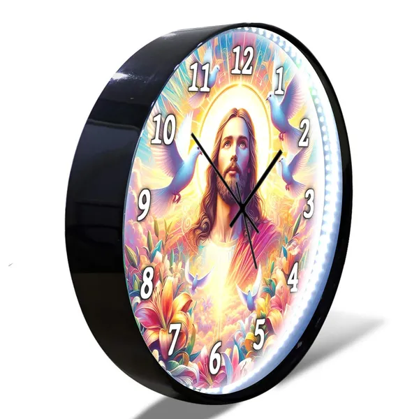 White_Jesus_New_Led_Light_Abs_Plastic_Wall_Clock_With_Glass_In_Front