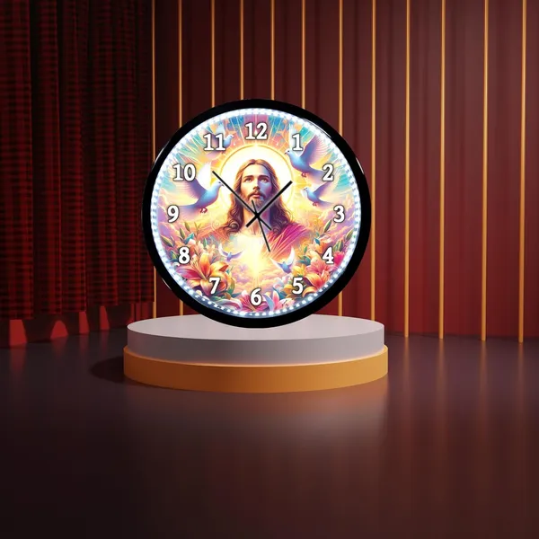 White_Jesus_New_Led_Light_Abs_Plastic_Wall_Clock_With_Glass_In_Front