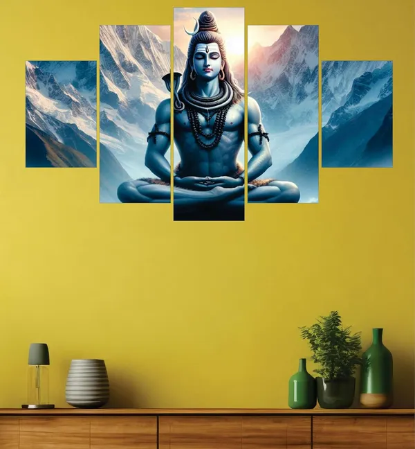 Multicolour_Wall_Decoration_-_Set_Of_Five,_3D_Modern_Art_Painting_For_Living_Room_Large_Size_With_Frames_For_Home_Decoration,_Hotel,_Office_76.2_Cm_X_45_Cm_Sanfpnls35477,_Engineered_Wood_(Shivji)
