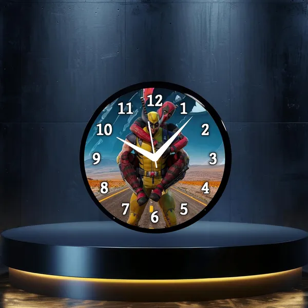 Multicolour_Dadpool_&_Wolverine_01_Abs_Plastic_Wall_Clock_With_Glass_In_Front_28_X28_X_6_Cm