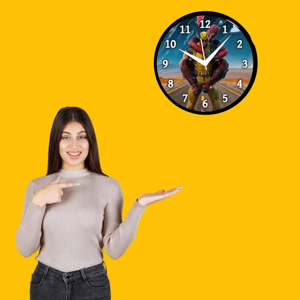 Multicolour_Dadpool_&_Wolverine_01_Abs_Plastic_Wall_Clock_With_Glass_In_Front_28_X28_X_6_Cm