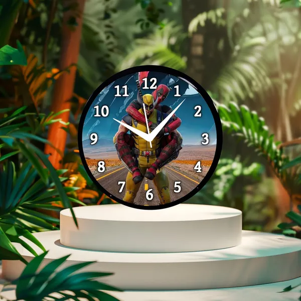 Multicolour_Dadpool_&_Wolverine_01_Abs_Plastic_Wall_Clock_With_Glass_In_Front_28_X28_X_6_Cm