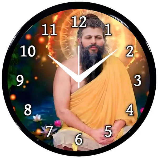 Multicolour_Sant_Shri_Hit_Premanand_Govind_Sharan_Ji_Maharaj_Abs_Plastic_Wall_Clock_With_Glass_In_Front_28_X_28_X_6_Cm_New