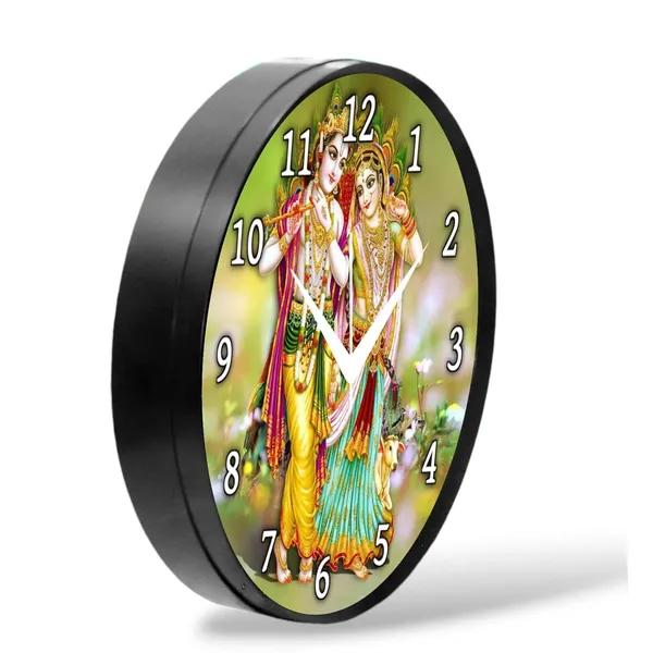 Multicolour_Round_Wall_Clock_28_X_28_X_6_Cm,_Abs_Plastic_Frame_With_Glass_Front_Modern_Decorative_Clock_For_Home,_Office,_Living_Room_(Radhe_Krishna)
