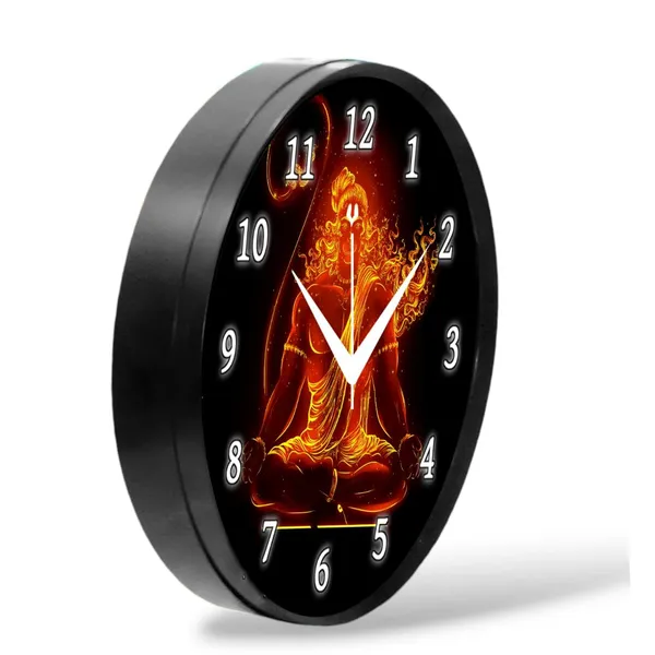 Multicolour_Round_Wall_Clock_28_X_28_X_6_Cm,_Abs_Plastic_Frame_With_Glass_Front_Modern_Decorative_Clock_For_Home,_Office,_Living_Room_(Hanuman_Ji)