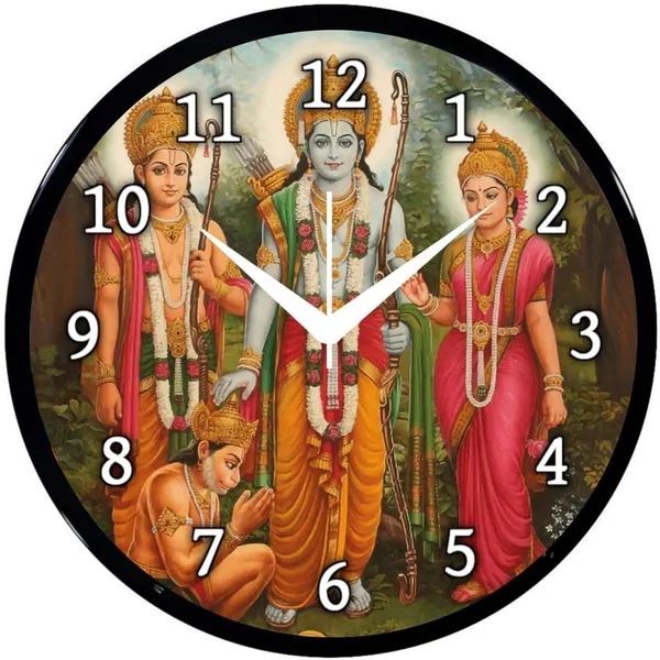 Multicolour_Round_Wall_Clock_Sita_Ram_Ji_28_X_28_X_6_Cm,_Abs_Plastic_Frame_With_Glass_Front_Modern_Decorative_Clock_For_Home,_Office,_Living_Room