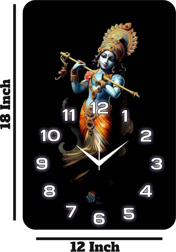 Multicolour_Krishna_God_Wood_Wall_Clock_Without_Glass_Matt_Lamition_Size_12_X18_Inch...Look_Awesome_At_Home/Ofiice_Etc.
