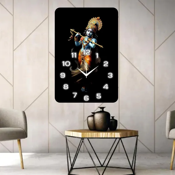 Multicolour_Krishna_God_Wood_Wall_Clock_Without_Glass_Matt_Lamition_Size_12_X18_Inch...Look_Awesome_At_Home/Ofiice_Etc.