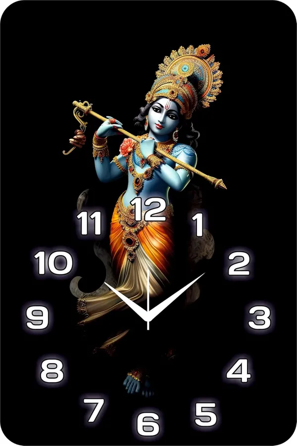 Multicolour_Krishna_God_Wood_Wall_Clock_Without_Glass_Matt_Lamition_Size_12_X18_Inch...Look_Awesome_At_Home/Ofiice_Etc.