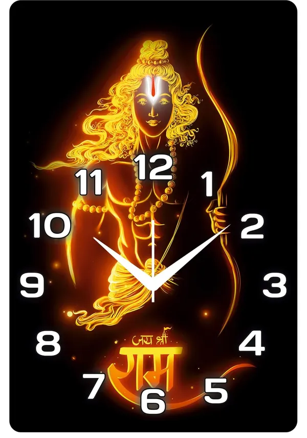 Multicolour_Ram_Ji_New_God_Wood_Wall_Clock_Without_Glass_Matt_Lamition_Size_12_X18_Inch...Look_Awesome_At_Home/Ofiice_Etc.