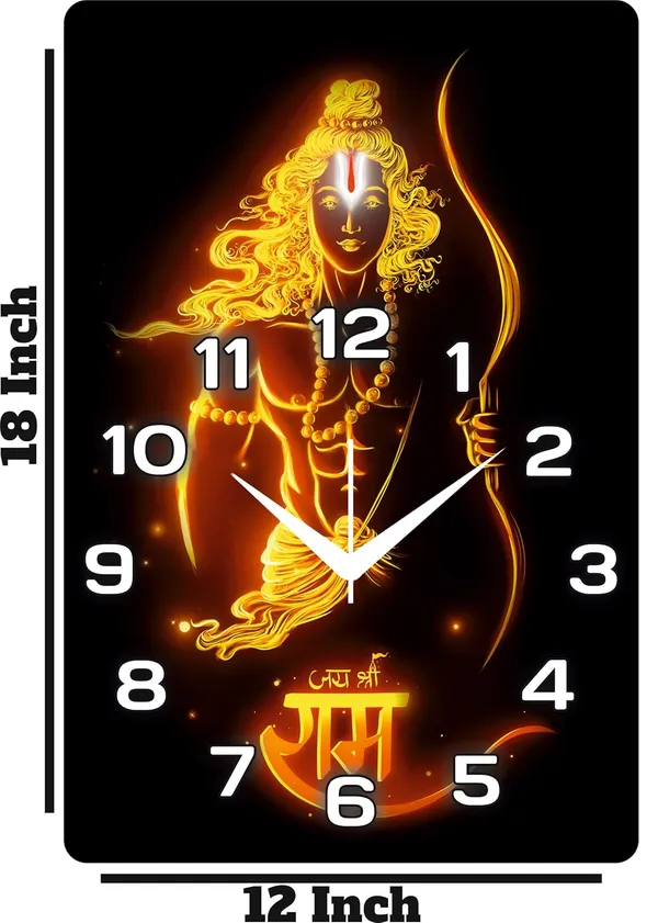 Multicolour_Ram_Ji_New_God_Wood_Wall_Clock_Without_Glass_Matt_Lamition_Size_12_X18_Inch...Look_Awesome_At_Home/Ofiice_Etc.