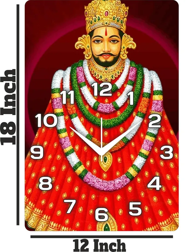 Multicolour_Khatu_Shyam_Ji_Wood_Wall_Clock_Without_Glass_Matt_Lamition_Size_12_X18_Inch...Look_Awesome_At_Home/Ofiice_Etc.