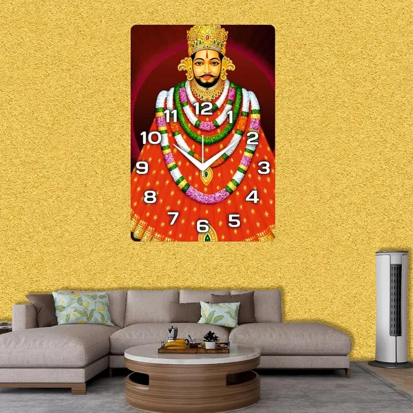 Multicolour_Khatu_Shyam_Ji_Wood_Wall_Clock_Without_Glass_Matt_Lamition_Size_12_X18_Inch...Look_Awesome_At_Home/Ofiice_Etc.