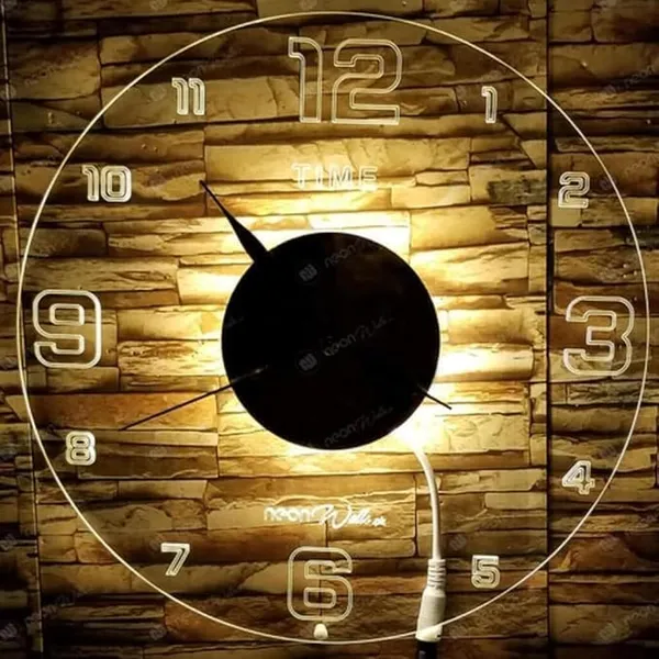 White_Acrylic_Modern_Neon_Wall_Clock_With_Neon_Led_Backlight_(12_Inches)_-_Neon_Light_Clear_Number_Visible_(Also_You_Can_Use_This_Clock_As_A_Night_Lamp)_Neon_Look
