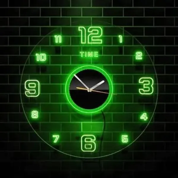 Green_Acrylic_Modern_Neon_Wall_Clock_With_Neon_Led_Backlight_(12_Inches)_-_Neon_Light_Clear_Number_Visible_(Also_You_Can_Use_This_Clock_As_A_Night_Lamp)_Neon_Look