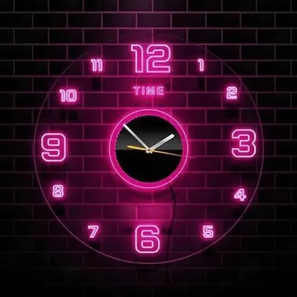 Pink_Acrylic_Modern_Neon_Wall_Clock_With_Neon_Led_Backlight_(12_Inches)_-_Neon_Light_Clear_Number_Visible_(Also_You_Can_Use_This_Clock_As_A_Night_Lamp)_Neon_Look