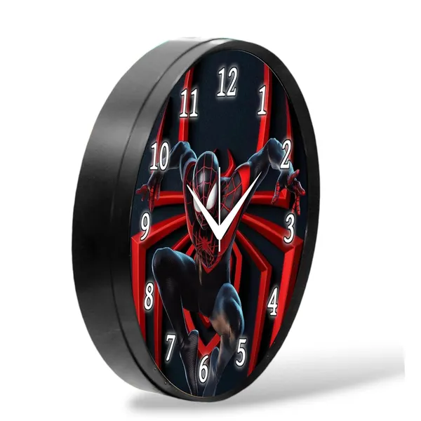 Multicolour_Round_Wall_Clock_Spider_Man_26_X_26_X_6_Cm,_Abs_Plastic_Frame_With_Glass_Front_Modern_Decorative_Clock_For_Home,_Office,_Living_Room