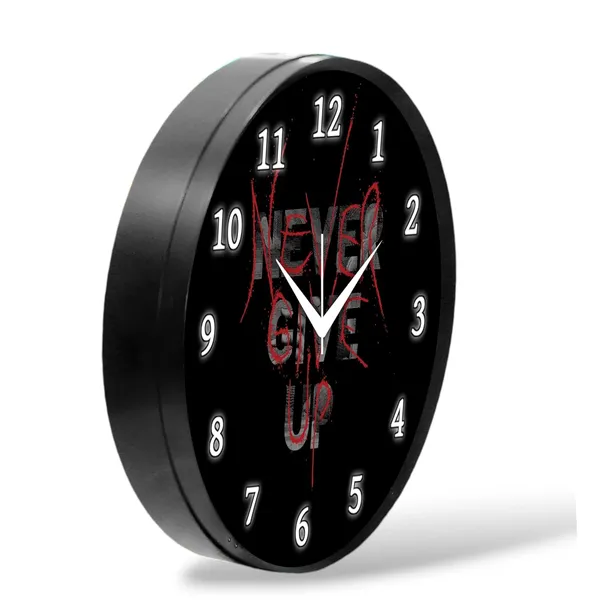 Multicolour_Round_Wall_Clock_Never_Give_Up_2_26_X_26_X_6_Cm,_Abs_Plastic_Frame_With_Glass_Front_Modern_Decorative_Clock_For_Home,_Office,_Living_Room