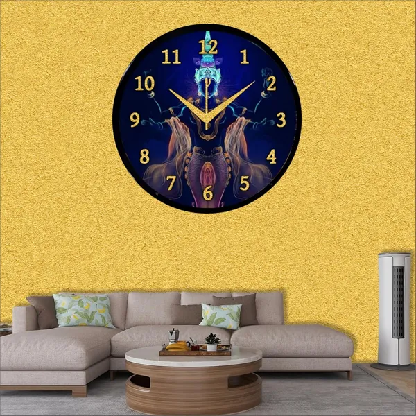 Multicolour_Round_Wall_Clock_Vishnu_Ji_26_X_26_X_6_Cm,_Abs_Plastic_Frame_With_Glass_Front_Modern_Decorative_Clock_For_Home,_Office,_Living_Room