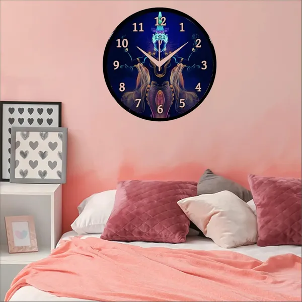Multicolour_Round_Wall_Clock_Vishnu_Ji_26_X_26_X_6_Cm,_Abs_Plastic_Frame_With_Glass_Front_Modern_Decorative_Clock_For_Home,_Office,_Living_Room