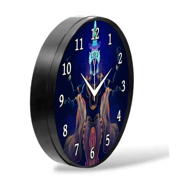 Multicolour_Round_Wall_Clock_Vishnu_Ji_26_X_26_X_6_Cm,_Abs_Plastic_Frame_With_Glass_Front_Modern_Decorative_Clock_For_Home,_Office,_Living_Room