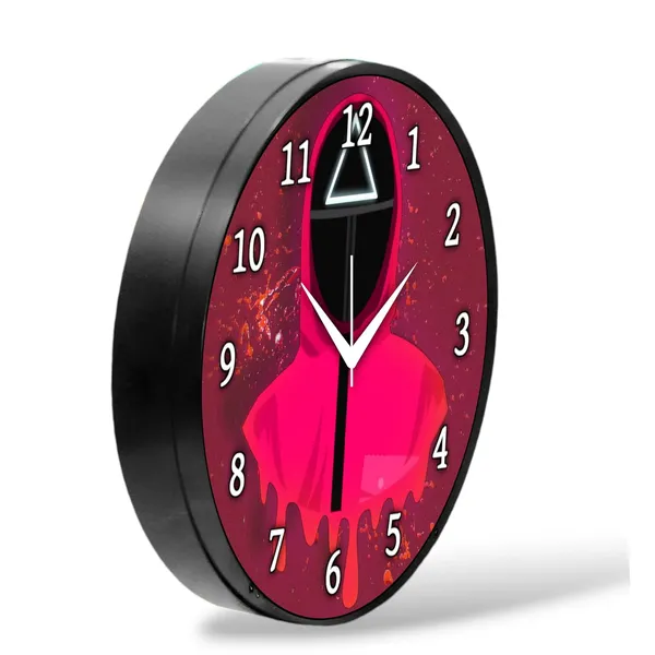Multicolour_Round_Wall_Clock_Squid_Game_26_X_26_X_6_Cm,_Abs_Plastic_Frame_With_Glass_Front_Modern_Decorative_Clock_For_Home,_Office,_Living_Room