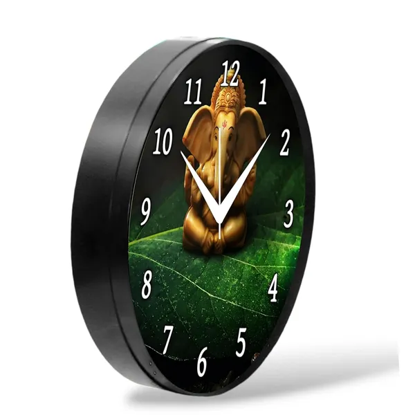 Multicolour_Round_Wall_Clock_Ganesh_Ji_26_X_26_X_6_Cm,_Abs_Plastic_Frame_With_Glass_Front_Modern_Decorative_Clock_For_Home,_Office,_Living_Room