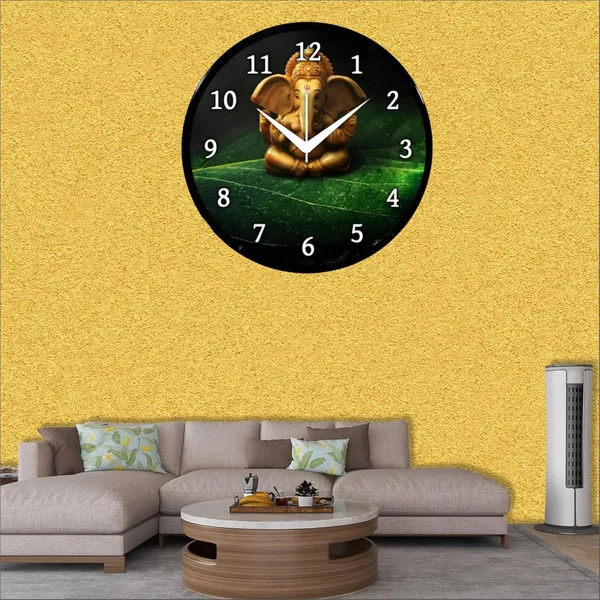 Multicolour_Round_Wall_Clock_Ganesh_Ji_26_X_26_X_6_Cm,_Abs_Plastic_Frame_With_Glass_Front_Modern_Decorative_Clock_For_Home,_Office,_Living_Room