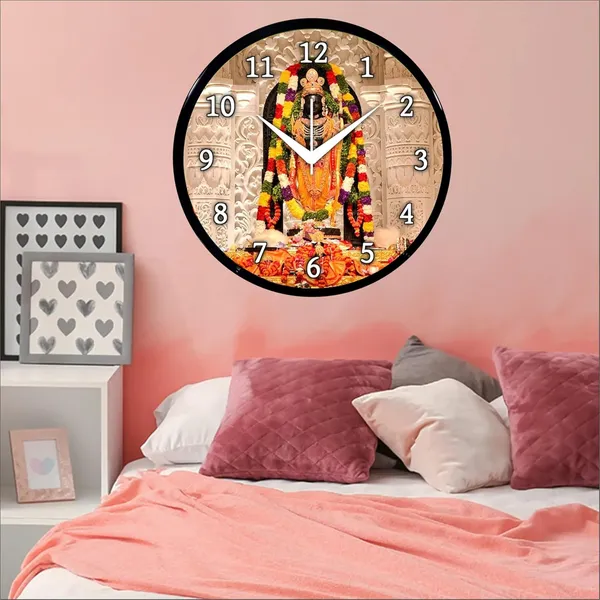 Multicolour_Round_Wall_Clock_Ram_Ji_26_X_26_X_6_Cm,_Abs_Plastic_Frame_With_Glass_Front_Modern_Decorative_Clock_For_Home,_Office,_Living_Room