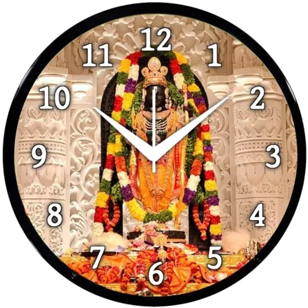 Multicolour_Round_Wall_Clock_Ram_Ji_26_X_26_X_6_Cm,_Abs_Plastic_Frame_With_Glass_Front_Modern_Decorative_Clock_For_Home,_Office,_Living_Room