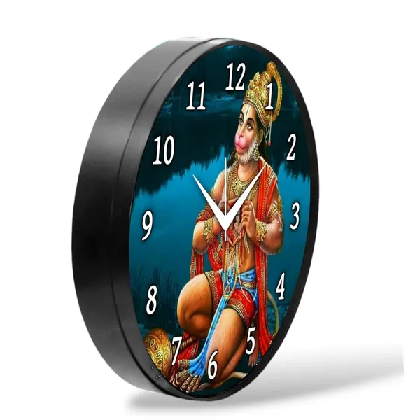 Multicolour_Round_Wall_Clock_Hanuman_Ji_26_X_26_X_6_Cm,_Abs_Plastic_Frame_With_Glass_Front_Modern_Decorative_Clock_For_Home,_Office,_Living_Room