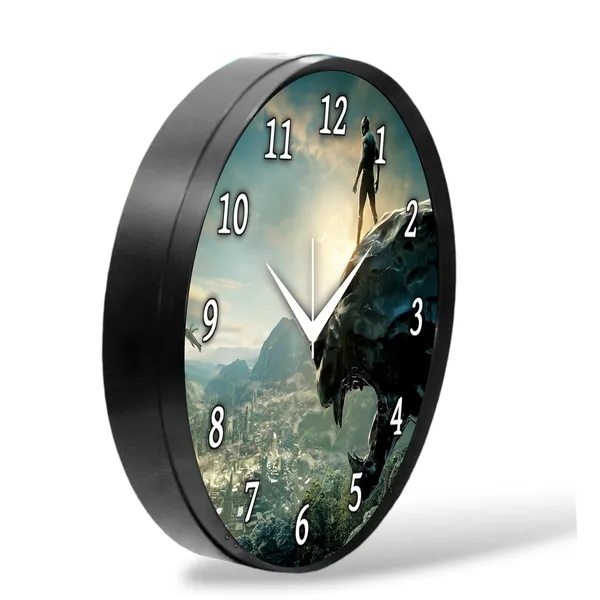 Multicolour_Round_Wall_Clock_Black_Panther_Ji_26_X_26_X_6_Cm,_Abs_Plastic_Frame_With_Glass_Front_Modern_Decorative_Clock_For_Home,_Office,_Living_Room