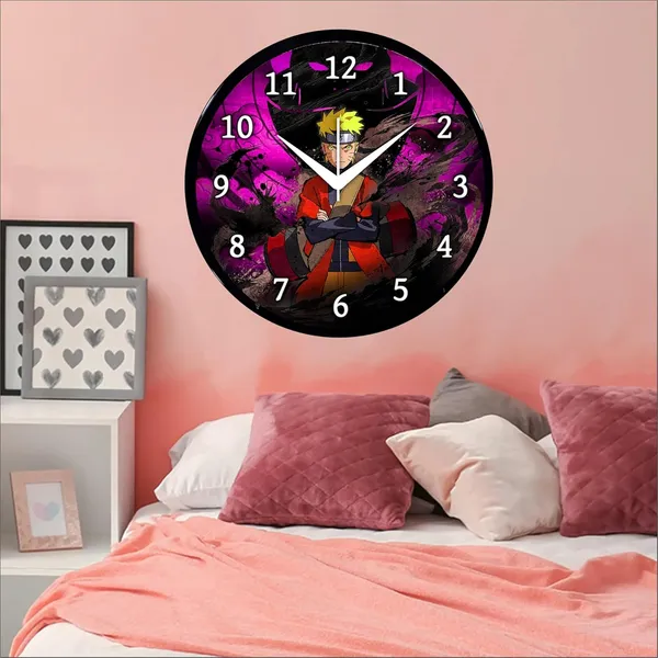 Multicolour_Round_Wall_Clock_Anime_226_X_26_X_6_Cm,_Abs_Plastic_Frame_With_Glass_Front_Modern_Decorative_Clock_For_Home,_Office,_Living_Room