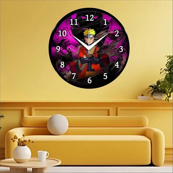 Multicolour_Round_Wall_Clock_Anime_226_X_26_X_6_Cm,_Abs_Plastic_Frame_With_Glass_Front_Modern_Decorative_Clock_For_Home,_Office,_Living_Room