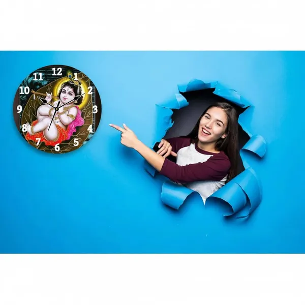 Multicolour_Bal_Krishna_Round_Mdf_Wooden_Wall_Clock_|_Without_Glass_Decorative_Analog_Wall_Clock_For_Home,_Living_Room,_Bedroom_&_Office_|_Traditional_Indian_Wall_Decor,_(28_X_28_X_1.5_Cm)