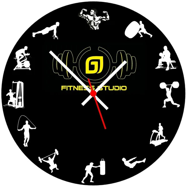Multicolour_Gym_New_Look_Round_Mdf_Wooden_Wall_Clock_Without_Glass_28_Cm_Decorative_Analog_Wall_Clock_For_Home,_Gym,_Office_Modern_Fitness_Theme_Design