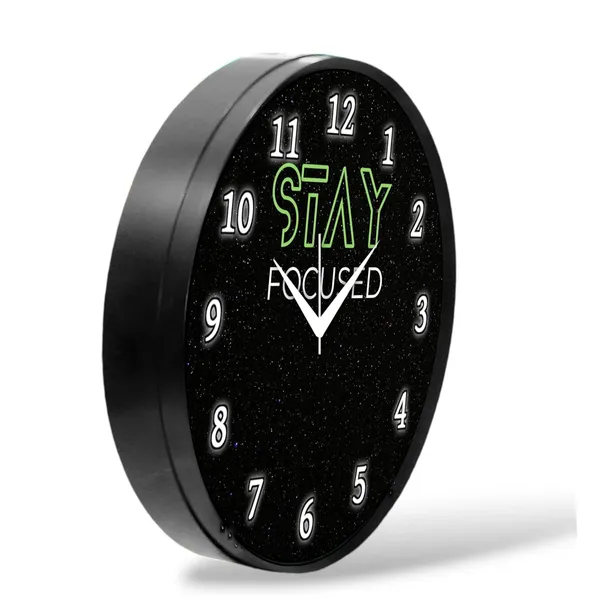 Multicolour_Stay_Focused_Motivational_Wall_Clock_|_Round_Analog_Decorative_Clock_With_Abs_Plastic_Frame_&_Glass_Front_|_Stylish_Wall_Decor_For_Home,_Bedroom,_Living_Room_&_Office_(26_X_26_X_6_Cm)