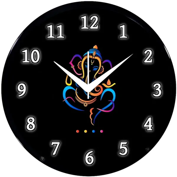 Multicolour_Lord_Ganesha_Wall_Clock_|_Round_Analog_Decorative_Clock_With_Abs_Plastic_Frame_&_Glass_Front_|_Stylish_Spiritual_Wall_Decor_For_Home,_Bedroom,_Living_Room_&_Office_(26_X_26_X_6_Cm)