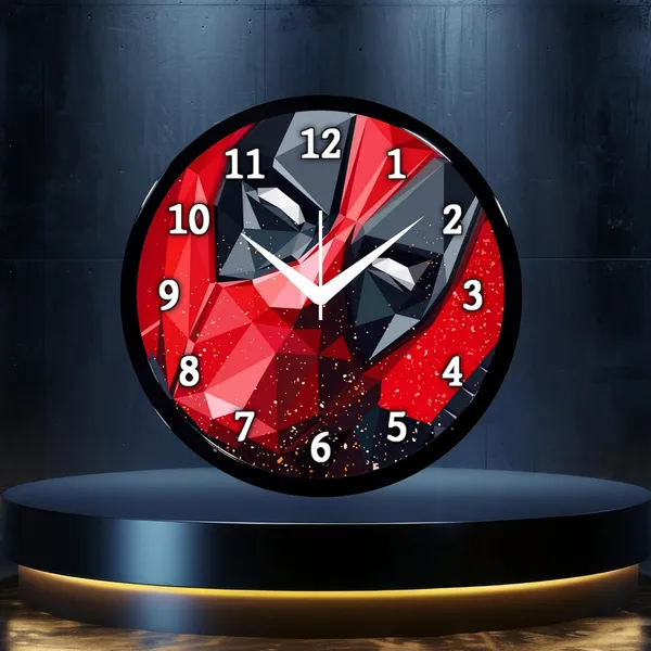 Multicolour_Red_Dedpolcartoon_Wall_Clock_28_X_28_X_6_Cm_-_Superhero_Face_Design_Round_Clock_For_Kids_Room,_Bedroom_&_Home_Decor